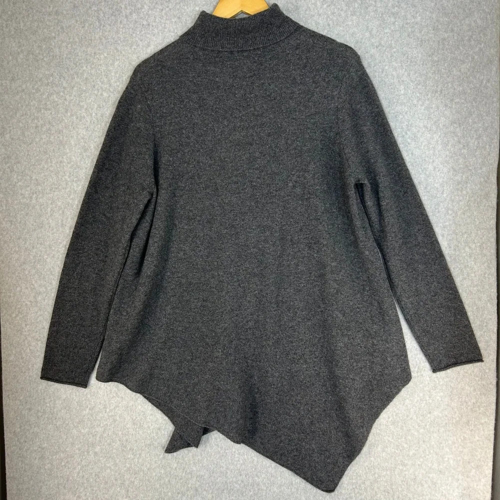 MAGASCHONI Cashmere Turtleneck Sweater Asymmetric Hem Charcoal Gray Womens Large - Picture 10 of 13